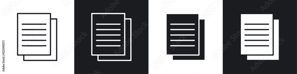 papers icons collection in black and white solid and line style papers icons collection in black and white solid and line style