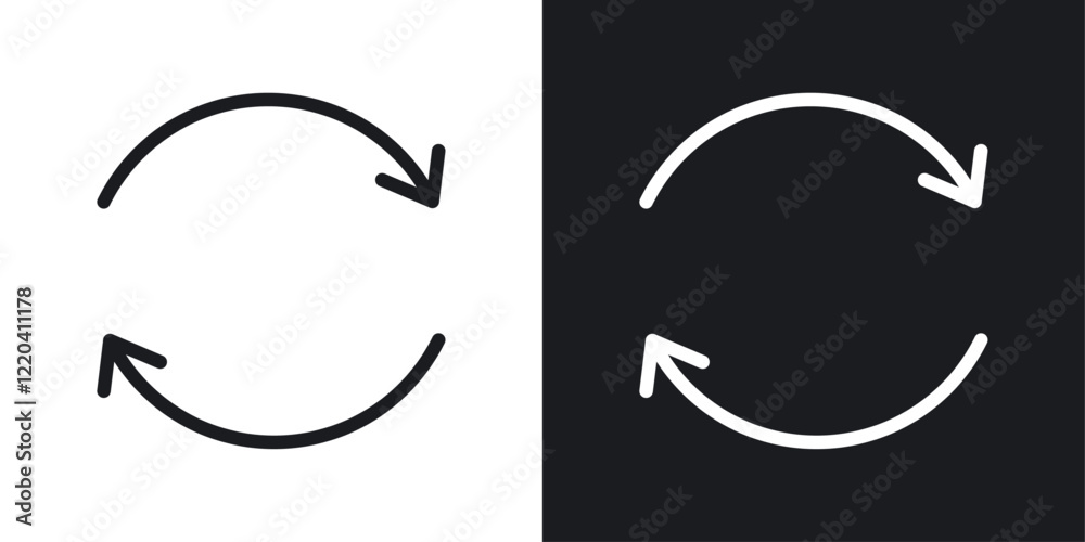Refresh icons collection in black and white solid and line style Refresh icons collection in black and white solid and line style