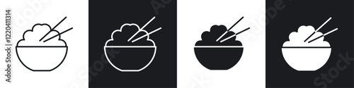 Rise Bowl icons collection in black and white solid and line style