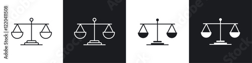 Scales icons collection in black and white solid and line style