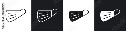 Surgical mask icons collection in black and white solid and line style