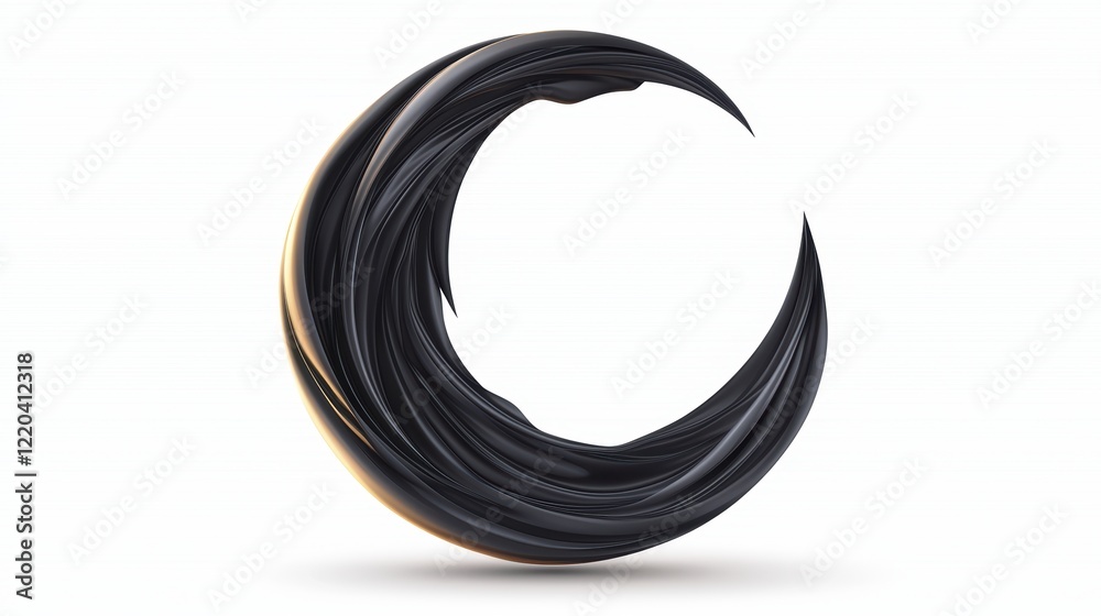 Naklejka premium Elegant Abstract Black Crescent Shape with Smooth Curves and Shiny Surface