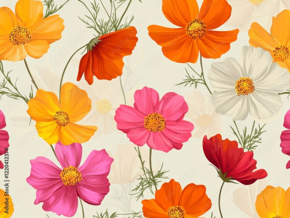 Seamless Multi-colored Cosmos Pattern Seamless Multi-colored Cosmos Pattern