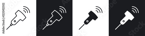 Ultrasound icons collection in black and white solid and line style