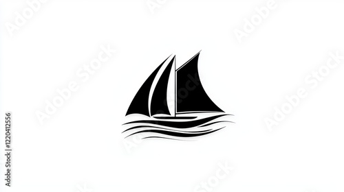 Elegant Black Sailboat Design on a Minimalist White Background photo