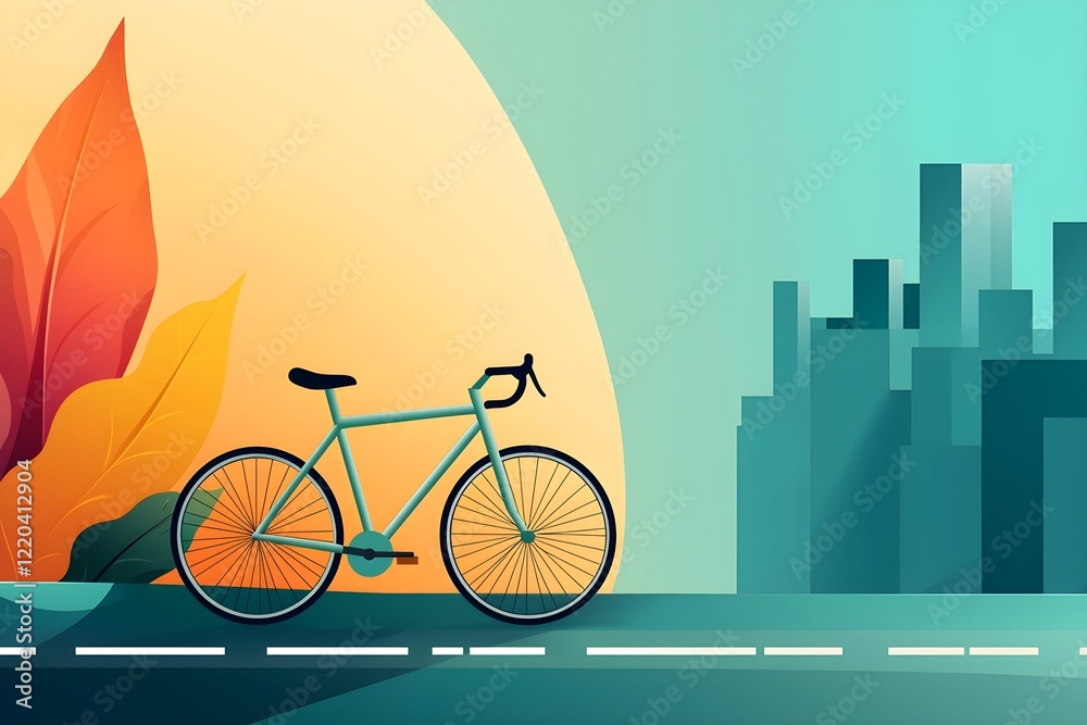 custom made wallpaper toronto digitalA bicycle is parked on the side of a road in front of a city skyline