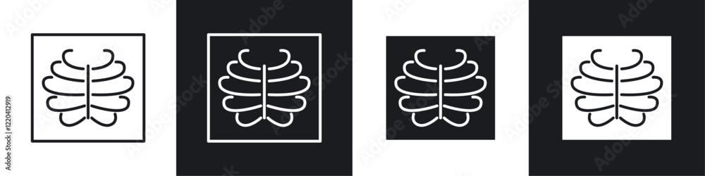 X-ray scan icons collection in black and white solid and line style X-ray scan icons collection in black and white solid and line style
