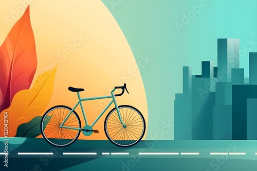 Wallpaper Mural A bicycle is parked on the side of a road in front of a city skyline Torontodigital.ca