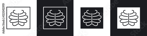 X-ray scan icons collection in black and white solid and line style