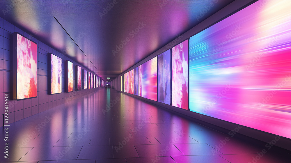 underground passage lined, glitch art