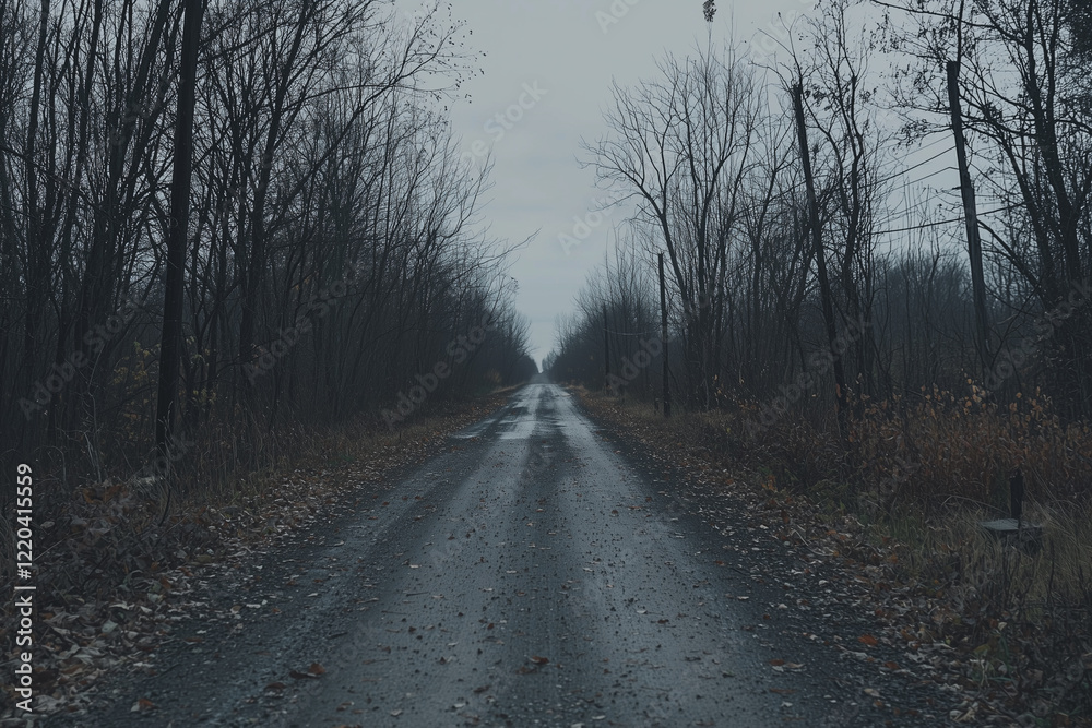 Fototapeta premium Misty Autumn Country Road