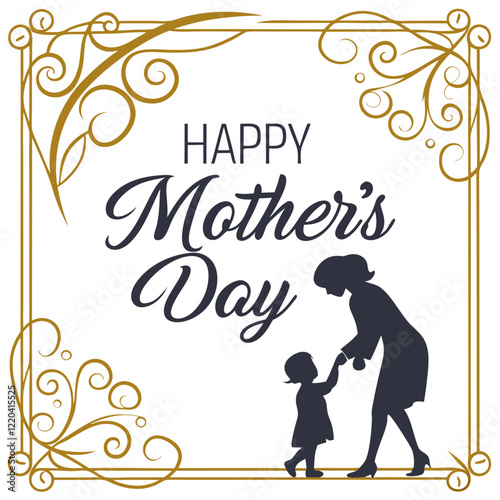 3D-Carved "Happy Mother's Day" with Ornate Gold Frame. Perfect for: Mother's Day, family celebrations, elegant venues