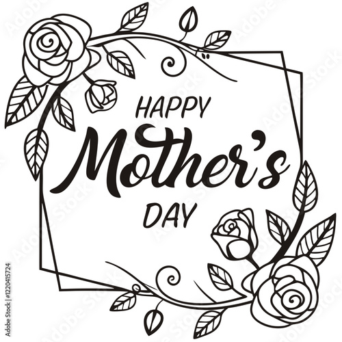 Vintage-Style "Happy Mother's Day" with Artistic Typography. Perfect for: Mother's Day, vintage-themed parties, floral shops