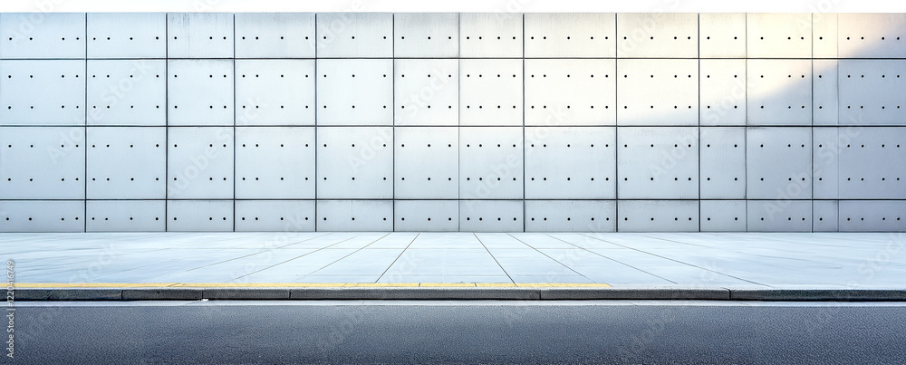 Minimalist facade with geometric concrete panels. Minimalist facade with geometric concrete panels.