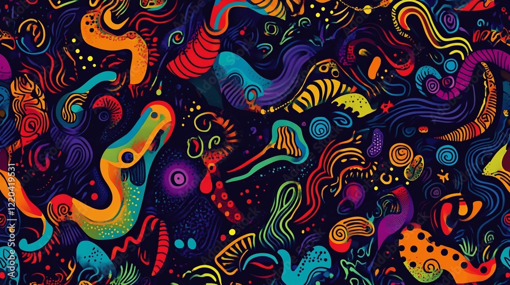Abstract colorful patterns with swirling shapes and vibrant designs. Abstract colorful patterns with swirling shapes and vibrant designs.