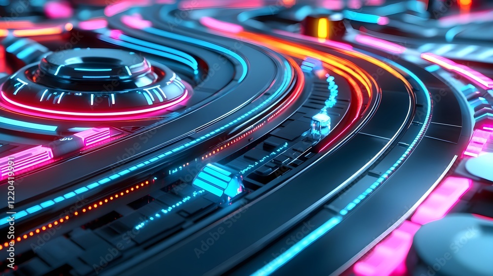 neon tech circuit board abstract background - neon neon tech circuit board abstract background - neon