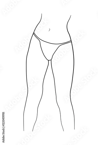 panties woman bikini black and white hand drawing