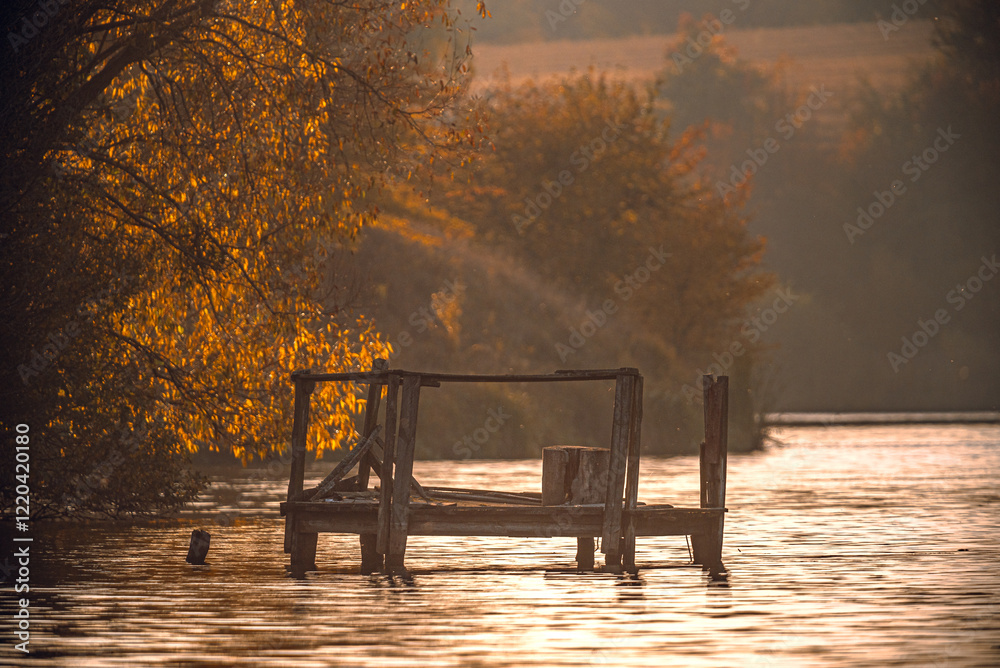 Fototapeta premium Autumn landscape on river