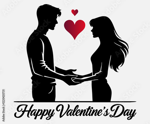 Romantic Couple Silhouette Vector Illustration