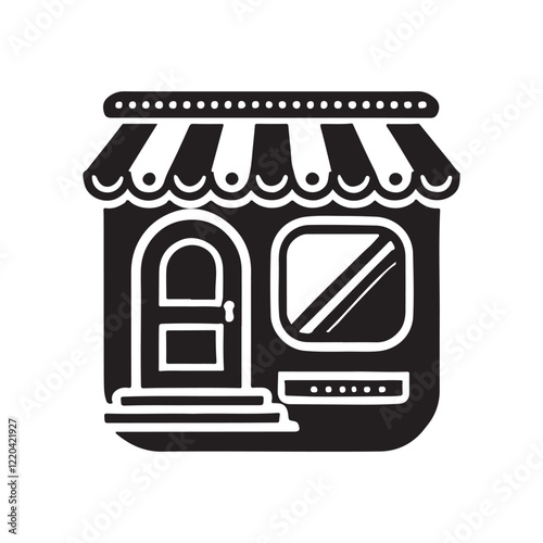 Simple Vector Illustration of a Cute Shop Front