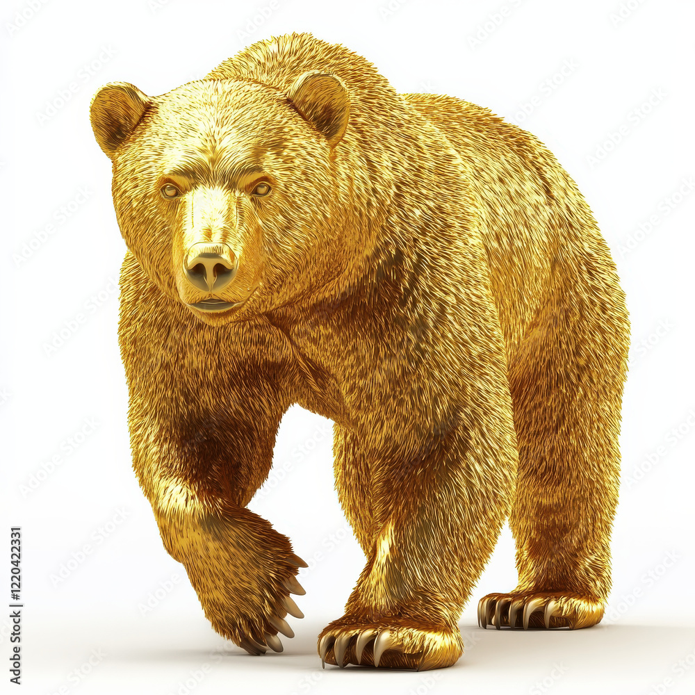 Fototapeta premium Golden Bear Walking Forward.