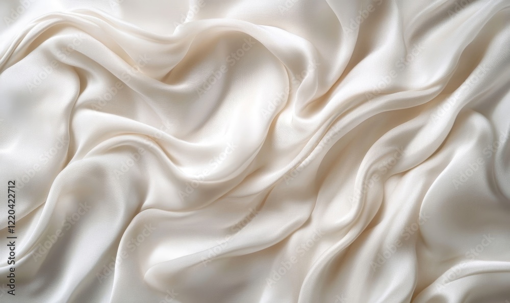 Luxurious White Silk Fabric with Soft Flowing Waves - Elegant Drapery Texture for Design and Background Concepts, Generative AI Luxurious White Silk Fabric with Soft Flowing Waves - Elegant Drapery Texture for Design and Background Concepts, Generative AI