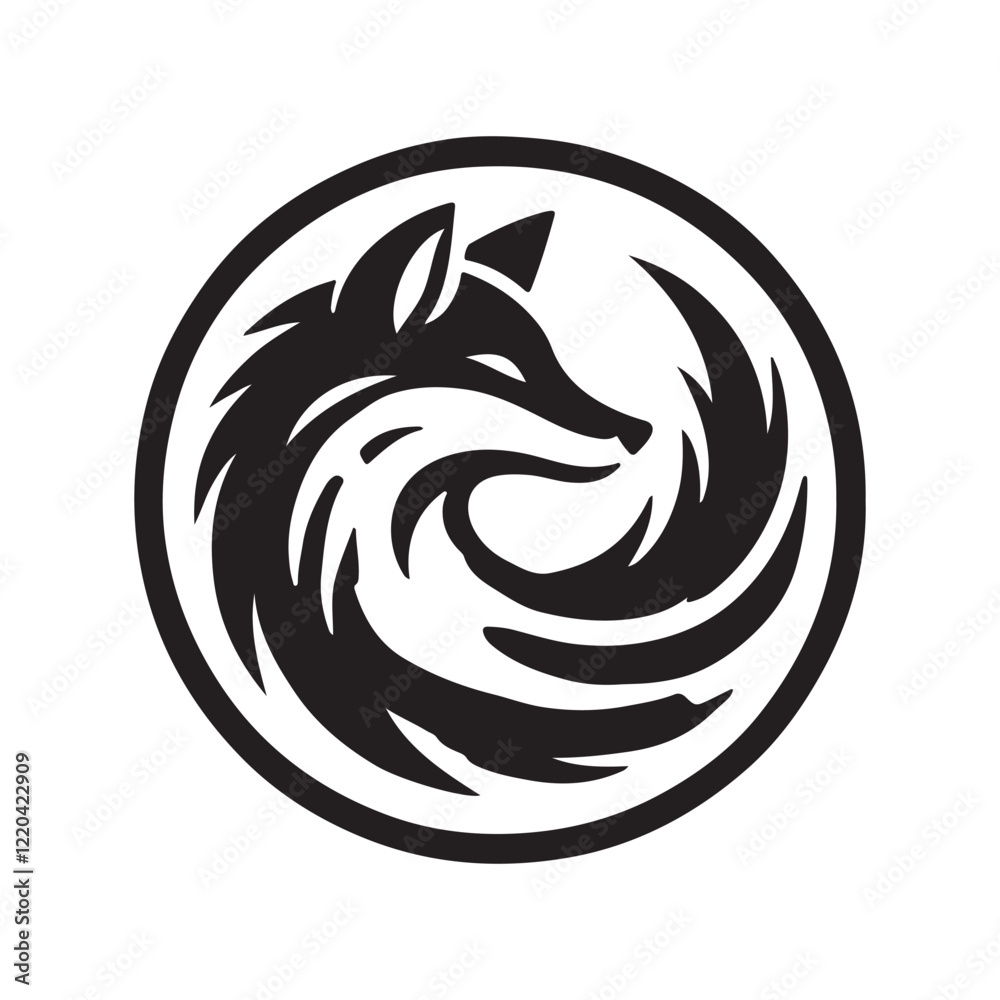 Intricate Black and White Fox Logo Design, Stylish Black and White Fox Logo Design Intricate Black and White Fox Logo Design, Stylish Black and White Fox Logo Design
