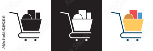 Shopping icon set.  isolated on white and black background. vector illustration. EPS10
