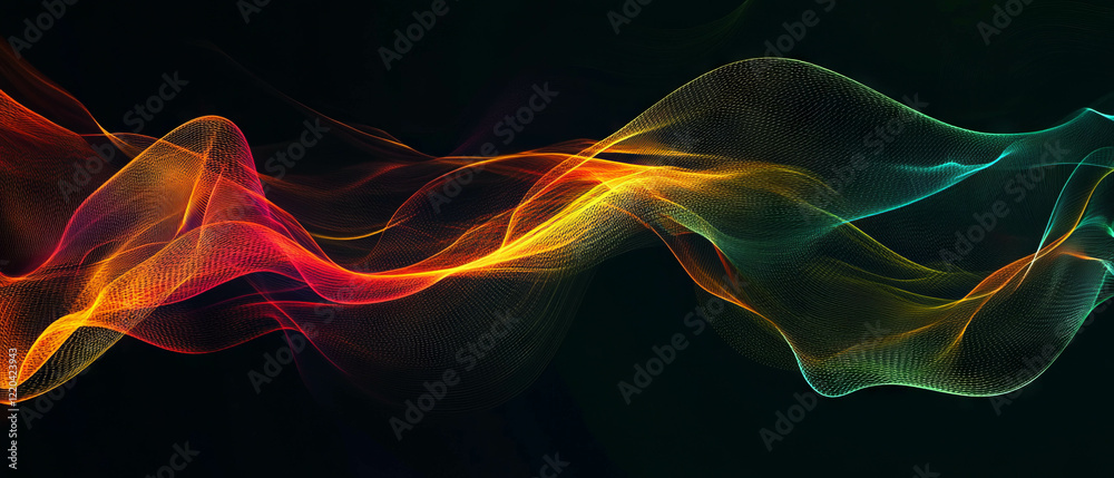 Obraz premium Wires create vibrant data visualizations depicting speed and connectivity