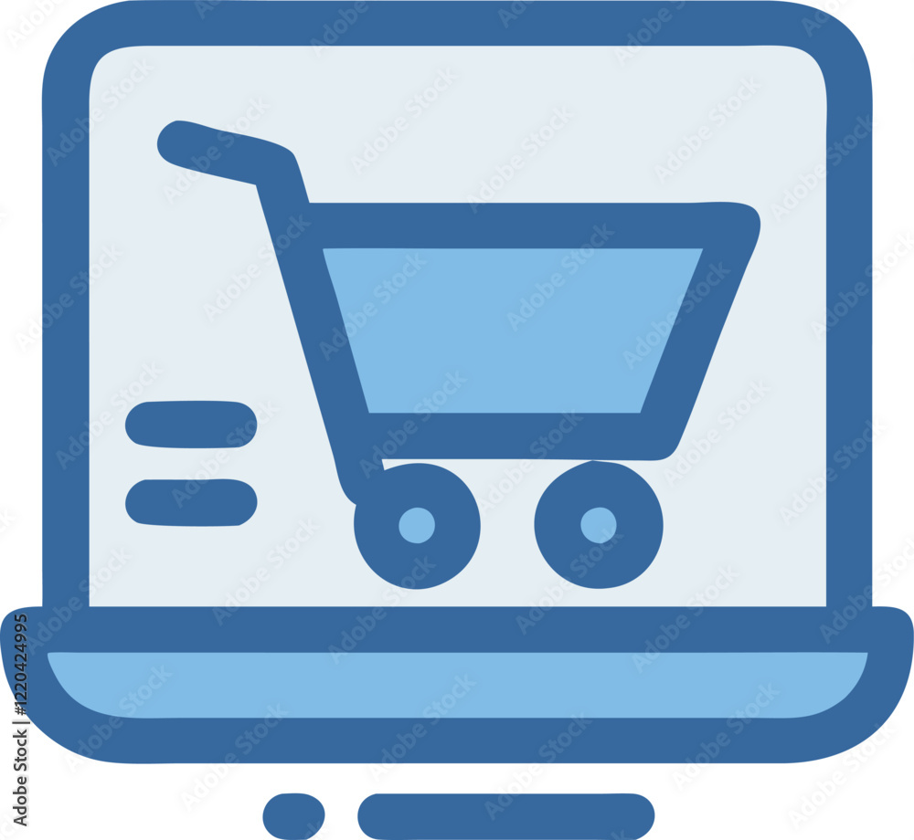 Mobile Shopping Vector: Online E-commerce and Cart Icon Mobile Shopping Vector: Online E-commerce and Cart Icon