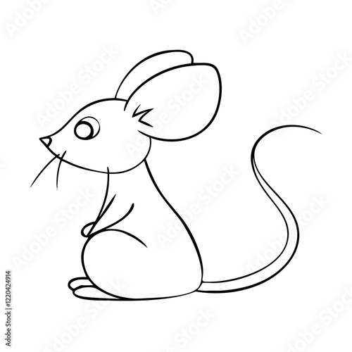 Hand-drawn sketch of a mouse in black and white