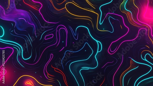 Abstract colorful wave patterns on a dark background.