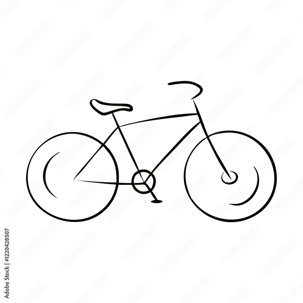 Simple black and white line drawing of a bicycle