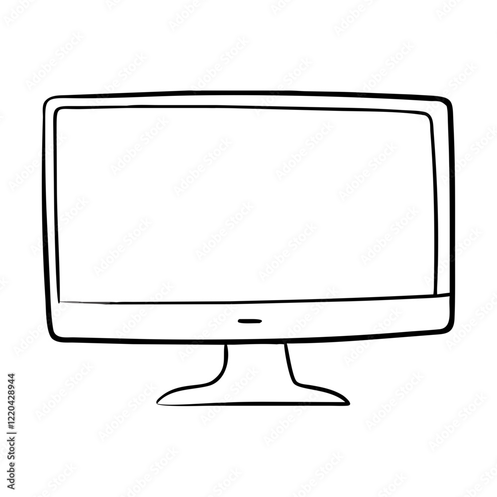 Minimalist outline drawing of a computer monitor