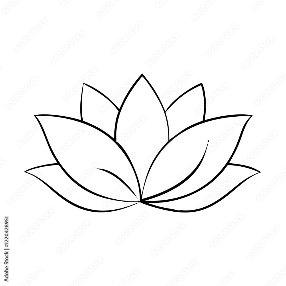 Minimalist outline drawing of a lotus flower Minimalist outline drawing of a lotus flower