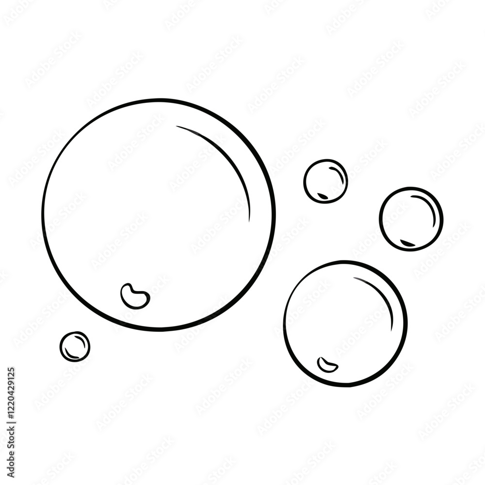 Hand-drawn soap bubbles in minimalistic style