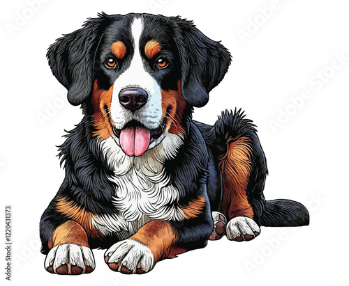 Entlebucher mountain dog color on a white background