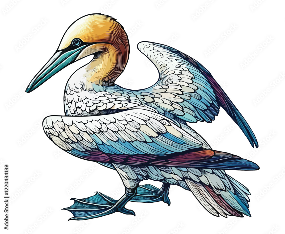 Obraz premium Gannet color on a white background