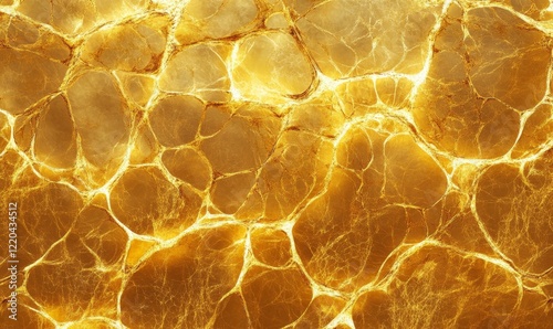 Golden Abstract Marble Pattern, Organic Cell Texture Background, Shiny Metallic Highlights, Art Deco Design, Generative AI