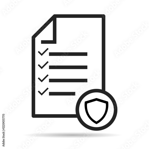 In compliance icon shadow sign, company passed inspection symbol, complete checkmark vector .