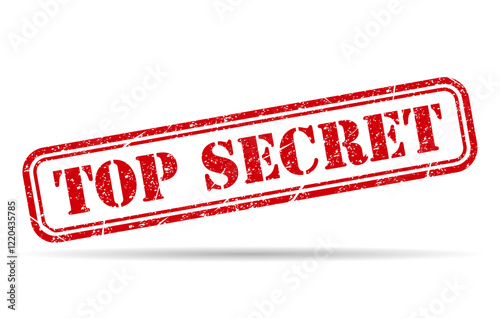 Top secret stamp shadow symbol, label sticker sign button, text banner vector illustration .