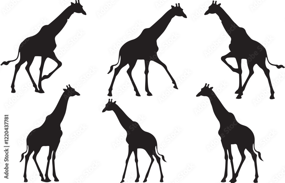 Naklejka premium Giraffe silhouettes