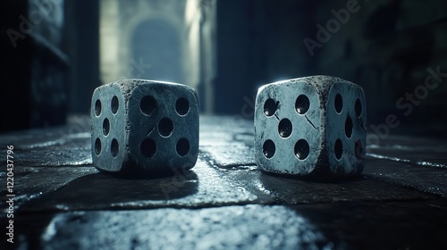 Two Dices with Black Dots Cut Out

 photo