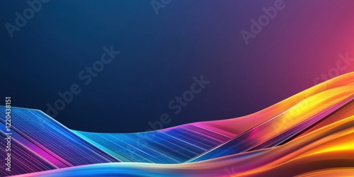 clean energy solar solutions concept. Vibrant abstract waves in blue and pink tones create a dynamic visual effect.