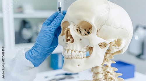 Forensic artist reconstructing a face from skeletal remains, specialized artistry