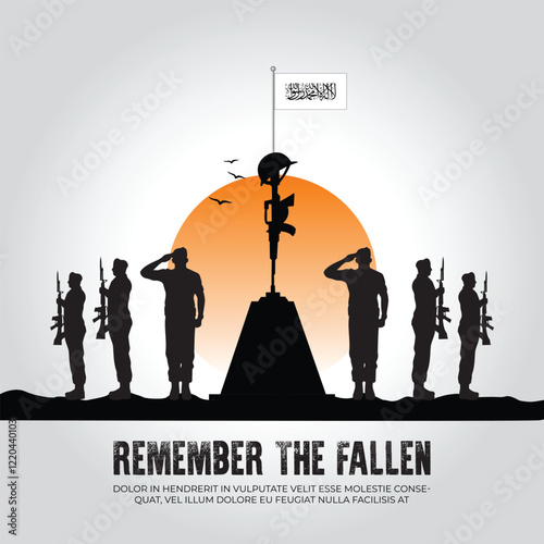 Syria flag in remember the fallen flag for morning sun and army design