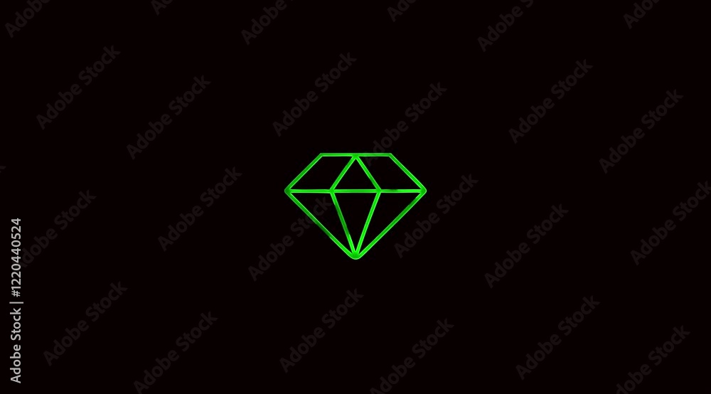 Diamond icon with a glowing neon effect on black background. Diamond icon with a glowing neon effect on black background.