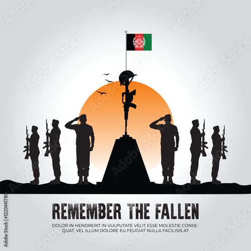 Afghanistan flag in remember the fallen flag for morning sun and army design