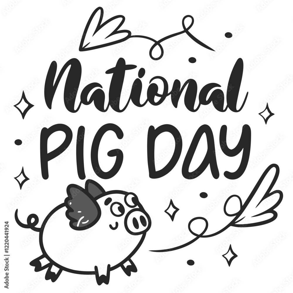 NATIONAL PIG DAY silhouette vector illustration NATIONAL PIG DAY silhouette vector illustration