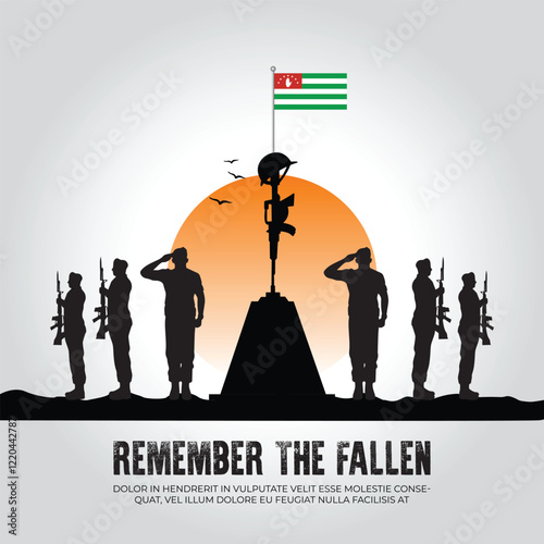 Abkhazia flag in remember the fallen flag for morning sun and army design